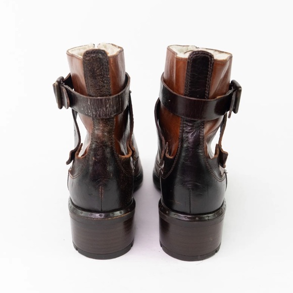 UGG Collection Sassari Leather Combat Ankle Boots Womens 8 Shearling $695 MSRP - Picture 3 of 12